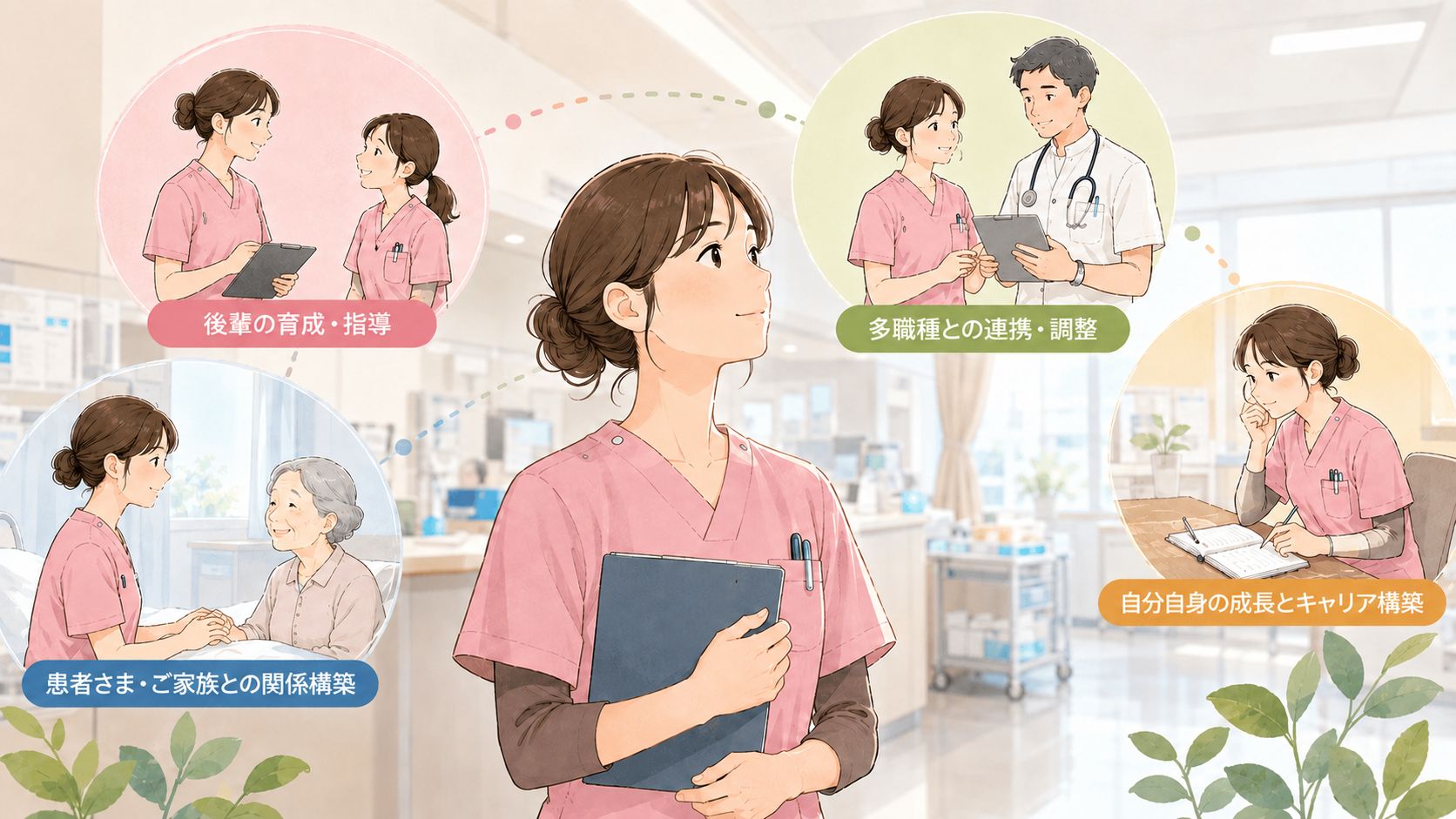 中堅看護師の4つの役割とは？現場の重圧に向き合いながら理想のキャリアを描く方法