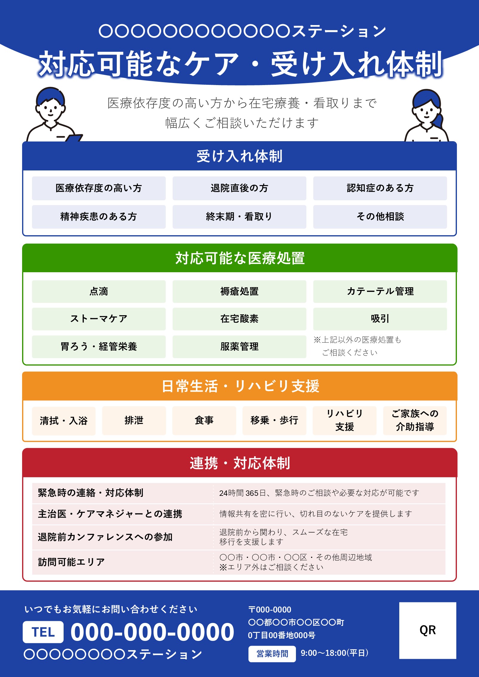 訪問看護のサービス・受け入れ情報チラシテンプレート見本